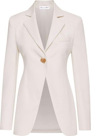 Oscar De La Renta button-detail virgin-wool blazer - women - Silk/Elastane/Virgin Wool - 4 - White