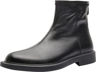Generic Mens Chelsea Boot Sewing Thread Genuine Leather Slip On Anti-Slip Waterproof Wearable Dress Formal Slip On(5.5 UK) Black