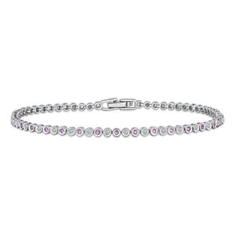 The Diamond Store 0.39ct Pink Sapphire and 0.35ct Lab Diamond Bracelet in 925 Sterling Silver