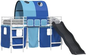 vidaXL KidsLoft Bed Frame White and Blue 90 x 190 cm Metal vidaXL