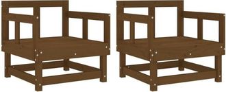 vidaXL Sillones De Jard&iacute;n 2 Unidades Madera Maciza Pino Marr&oacute;n Miel Vidaxl