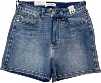 Judy Blue Womens Judy High Waisted Slim Short In Mid-Blue 104