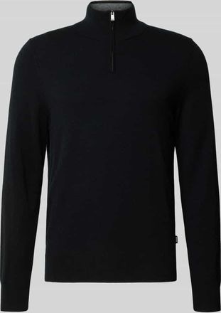 HUGO BOSS Regular Fit Troyer aus Schurwoll-Kaschmir-Mix Modell HEMARLO in Black, Größe XXXL
