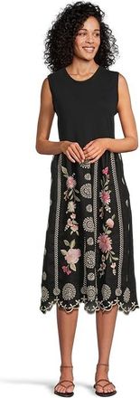 Johnny Was Mixed Media Tank Top Dress- Della Womens Dress Black : MD, Lace/Linen