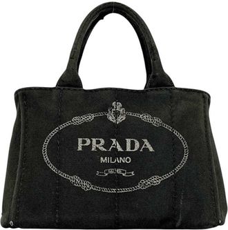 Prada Black Canvas Handbag Tote Bag (Pre-Owned)