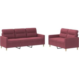 vidaXL Juego De Sof&aacute;s Con Cojines 2 Piezas Tela Rojo Tinto Vidaxl