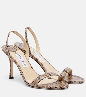 Jimmy Choo London Jenn snake-effect leather slingback sandals