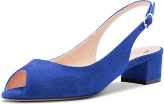 Castamere Women Chunky Block Low Kitten Heel Peep Open Toe Sandals Slip-on Slingback Cute Sexy Clear 3.5 CM Heels Blue A 5.5 UK