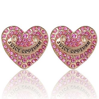 Juicy Couture Heart Crystal Stud Earrings, Gold-Tone with Crystals in Pink, Gold at Nordstrom