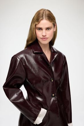 Ganni Jacket in Future Shine - Size 36 Brown