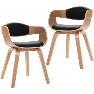 vidaXL Vidaxl - Sillas De Comedor 2 Unidades Madera Curvada Y Cuero Sint&eacute;tico