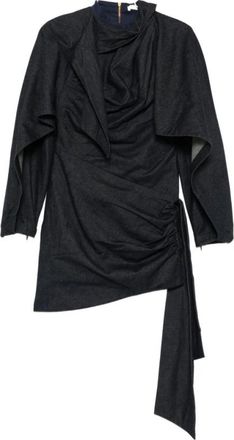 Zimmermann Korte jurk met hoge hals en draperie - Dames - Korte kleedjes - Zwart - S - Denim - Kleedjes