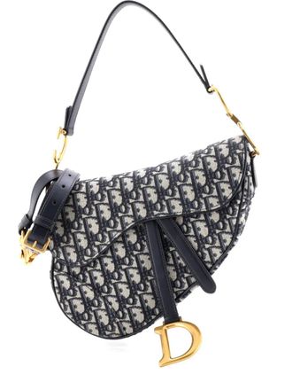 Dior Saddle Handbag with Strap Oblique Canvas Medium shoulder bag - Blu