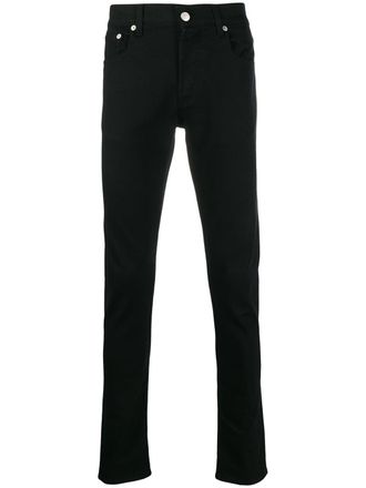 Alexander McQueen logo embroidered skinny jeans - men - Polyester/Spandex/Elastane/Cotton/Cotton - 48 - Black