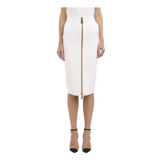 Elisabetta Franchi Gonna in Maglia con Zip - - Skirts - Donna - Bianco - S