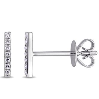 Mimi & Max Diamond Bar Earrings in 14K White Gold