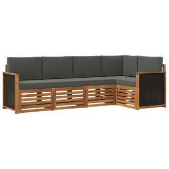 vidaXL Conjunto De Sof&aacute; Seccional Con Coj&iacute;n 4 Pcs Natural Y Antracita Vidaxl