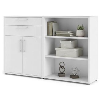 Dmora Dmora - Aparador Albinea, Buf&eacute; De Sal&oacute;n, Aparador De Sal&oacute;n, Despensa De Cocina, 178x40 H113 Cm, Blanco