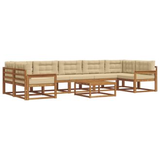 vidaXL Conjunto De Sof&aacute;s De Exterior Con Coj&iacute;n 8 Pcs Natural Y Beige Vidaxl