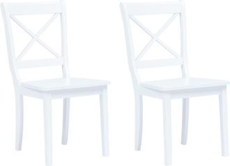 vidaXL Vidaxl - Sillas De Comedor 2 Unidades Madera Maciza De Caucho Blanco