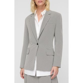 Lafayette 148 New York Fluid Houndstooth Jacquard Fitted Blazer in Black Multi at Nordstrom Rack, Size 6