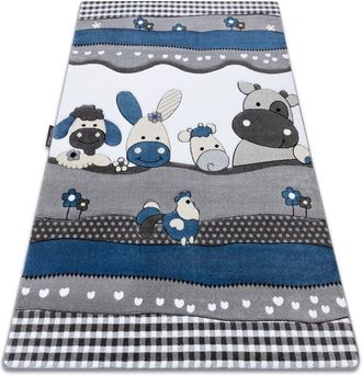 RugsX Alfombra Petit Farm Granja Los Animales Azul Blue 200x290 Cm