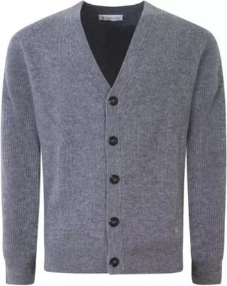 Manuel Ritz Wool English Rib Cardigan - Heren - Vesten - Grijs - S - Wol - Truien & Vesten