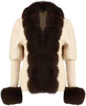 Wanan Luxury Giacca Andò Beige con Pelliccia-Donna -Beige, Marrone