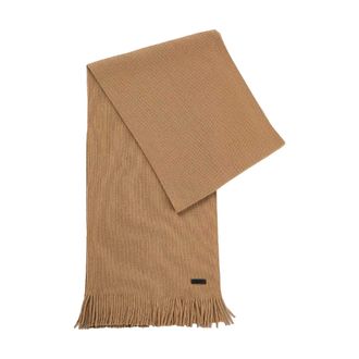 HUGO BOSS Heren Albas Virgin Wool Logo Sjaal (Beige)