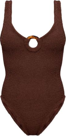 Hunza G Celine gekreukt badpak met ring detail - Bruin