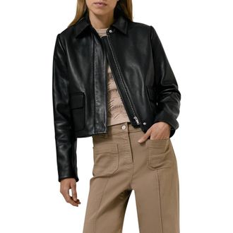 Reiss Drew Leather Jacket in Black at Nordstrom, Size 12 Us
