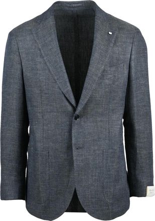 L.B.M. 1911 Grey Linen Virgin Wool Fitted Jacket