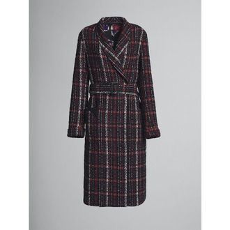 Marni Womens Plaid Belted Long Coat, Size 8