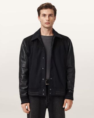 AllSaints Endleton Leather Bomber Jacket