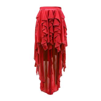 Actualee Satijnen Rok met Ruches - Dames - Rokken - Rood - Maat: M Satijn