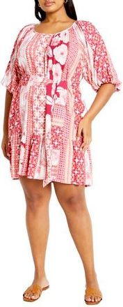 City Chic Cosmo Print Minidress in Cosmopolitan at Nordstrom Rack, Size Xxl/24W
