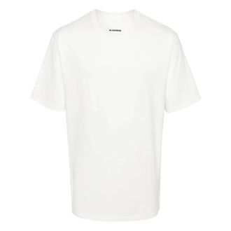 Jil Sander T-Shirts, male, White, Size: XL Logo Print Cotton Tee