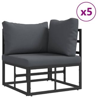 Berkfield Home Garden Sofa Set with Cushion with Pillow 7 pcs Black Aluminium