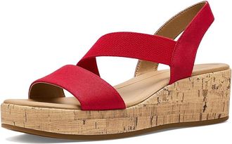 Life Stride Odette Strappy Sandals Womens Wedge Shoes Fire Red : 7.5 M (B), Synthetic