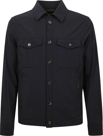 Moorer Jas met Knopen aan de Voorkant en Opgestikte Zakken - Heren - Zomerjassen - Blauw - XL - Jassen