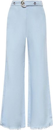 Pinko Leila Broek - Dames - Wijde Broeken - Blauw - XS - Katoen - Broeken