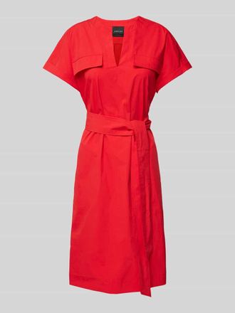 Marc Cain Knielanges Kleid mit Bindeg&uuml;rtel in Rot, Gr&ouml;&szlig;e 46