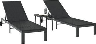 vidaXL Sunbed with Cushion 2 pcs Black 40 x 39 x 40.5cm Poly Rattan Vidaxl