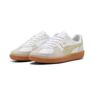 Puma Sneaker PUMA PALERMO LTH, Damen, Gr. 42,5, weiss (puma wei&szlig;, vapor gray, pistachio gr&uuml;n), Leder, mehrfarbig, Schuhe Sneaker