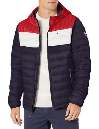 Mens red tommy hilfiger coat on sale