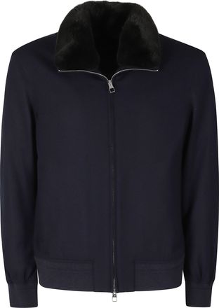 Montecore Blue Fur Collar Cropped Jacket