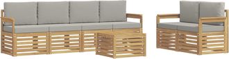 vidaXL Conjunto De Sof&aacute;s De Exterior 7 Uds. Blanco Y Gris Claro Vidaxl