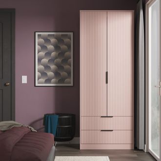 Lewis's Fluted 2 Drawer Double Wardrobe in Kobe Pink - Ready Assembled - Lewiss Home | TJ Hughes