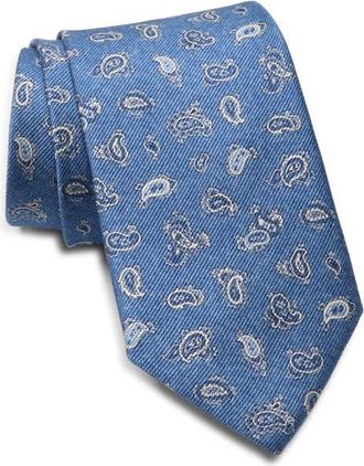 David Donahue Paisley Silk Tie in Blue at Nordstrom