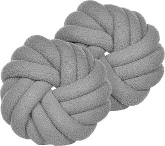 Beliani Set of 2 Decorative Cushions AKOLA Boucle 31 x 31 cm Grey Solid